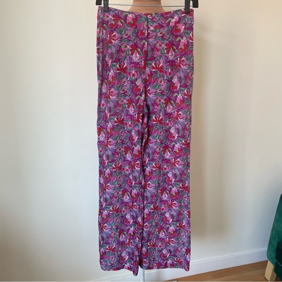 BA&SH Abo Floral Print Violet Purple High Waist Flowy Trouser Pants EUC Size XS - Picture 3 of 10